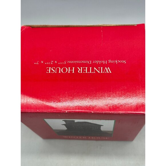 hold everything Winter House Christmas Stocking Holder Antiqued Polyresin READ - Picture 2 of 5